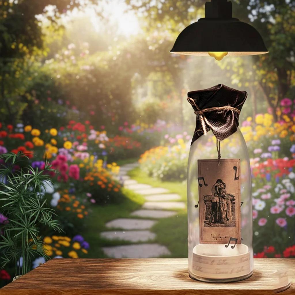 MH Decors Vintage Music Jar Gift with Photo, Names, and Floating Message