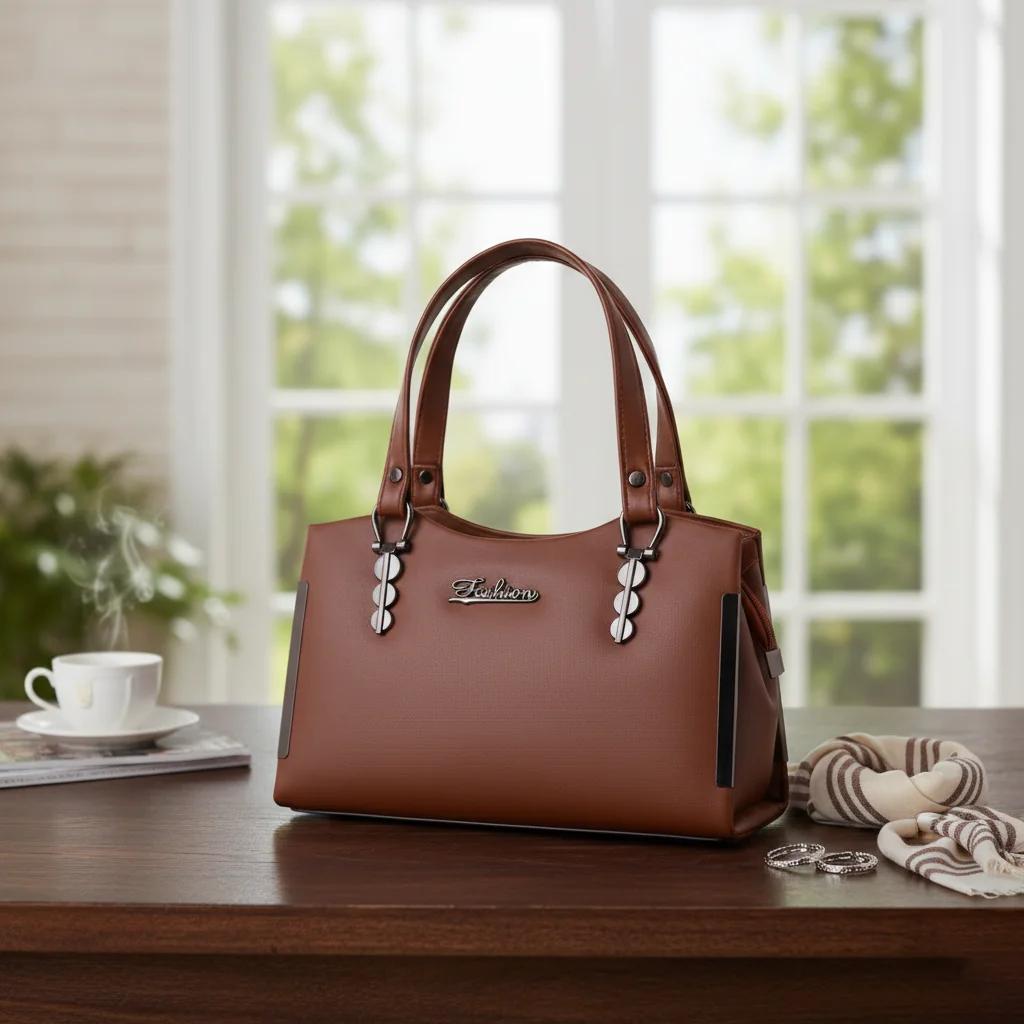 Value Gifts Women’s Fashion Brownish Leather Handbag