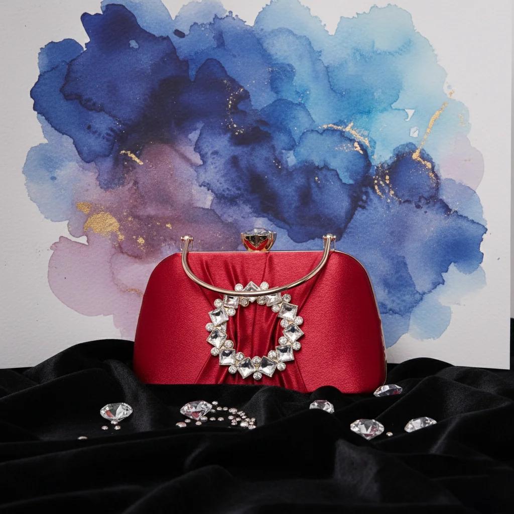 Value Gifts Women’s Bridal Handbag Valentine Red with Gold Clutch