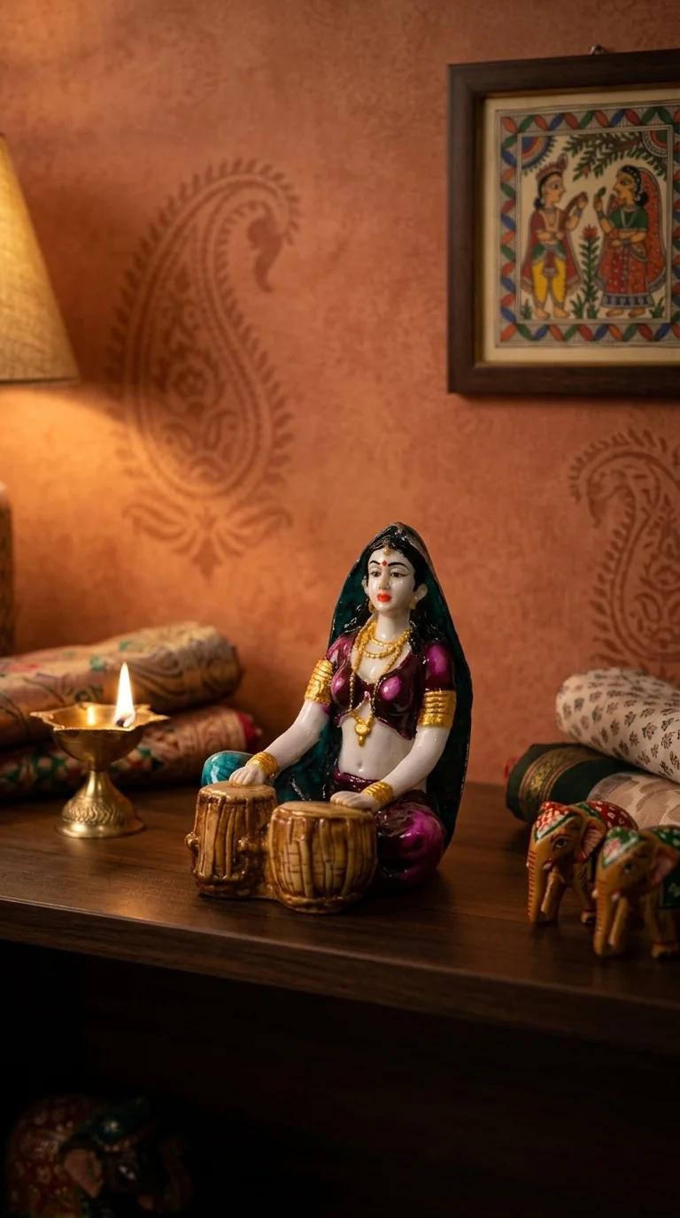 Value Gifts Ethnic Rajasthani Ladies Musical Instrument Showpiece for Living Room