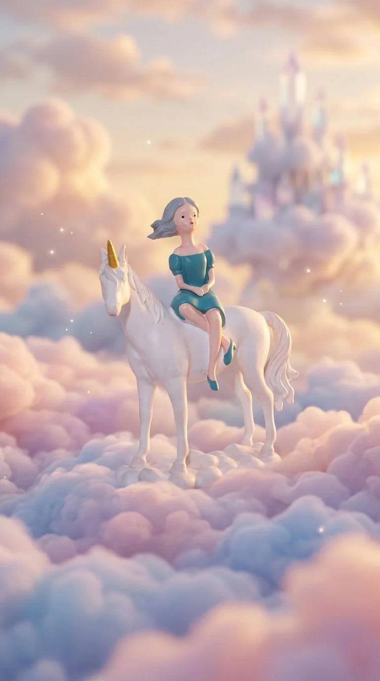 Value Gifts Unicorn Girl Riding Horse Polystone Decorative Ornament for Home