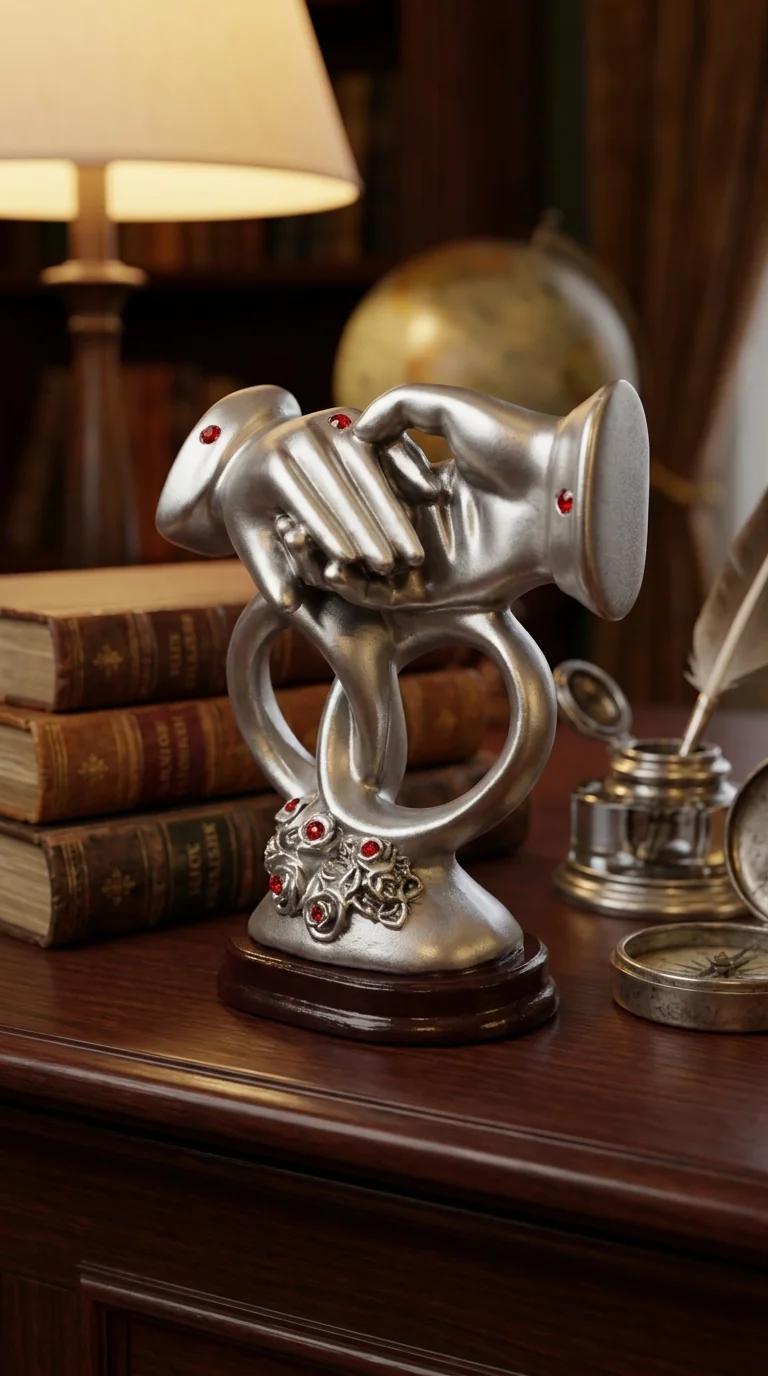 MH Decors Elegant Small Wedding Hand Holding Ring Figurine for Valentine Gift and Home Decoration