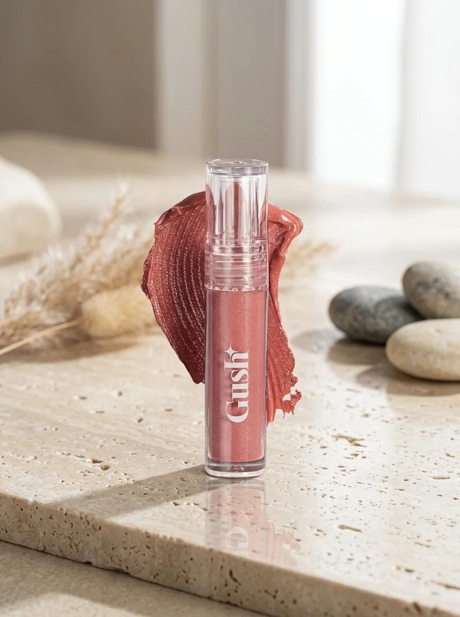 Gush Beauty Hydrating Lip Oil Brown Glaze, Lightweight & Paraben‑Free Lip Oil for Moisturized Glossy Lips
