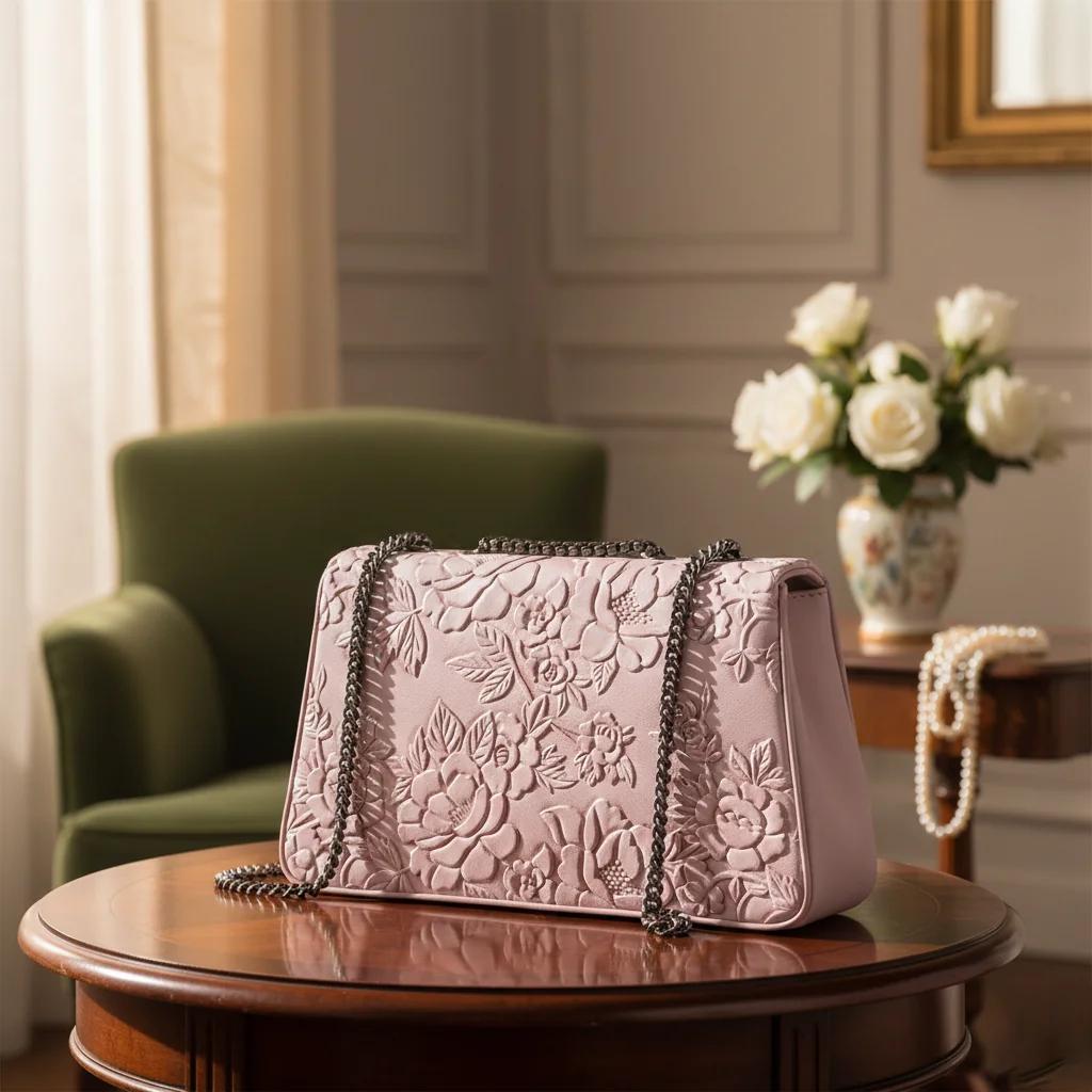 Value Gifts Rose Taupe Fancy Box Sling Bag for Women and Girls