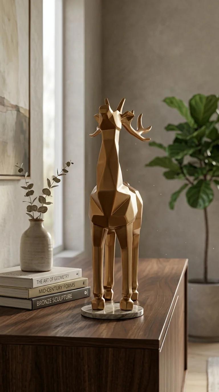MH Decors Premium Lucky Resin Deer Statue for Home and Office Decorative Showpiece