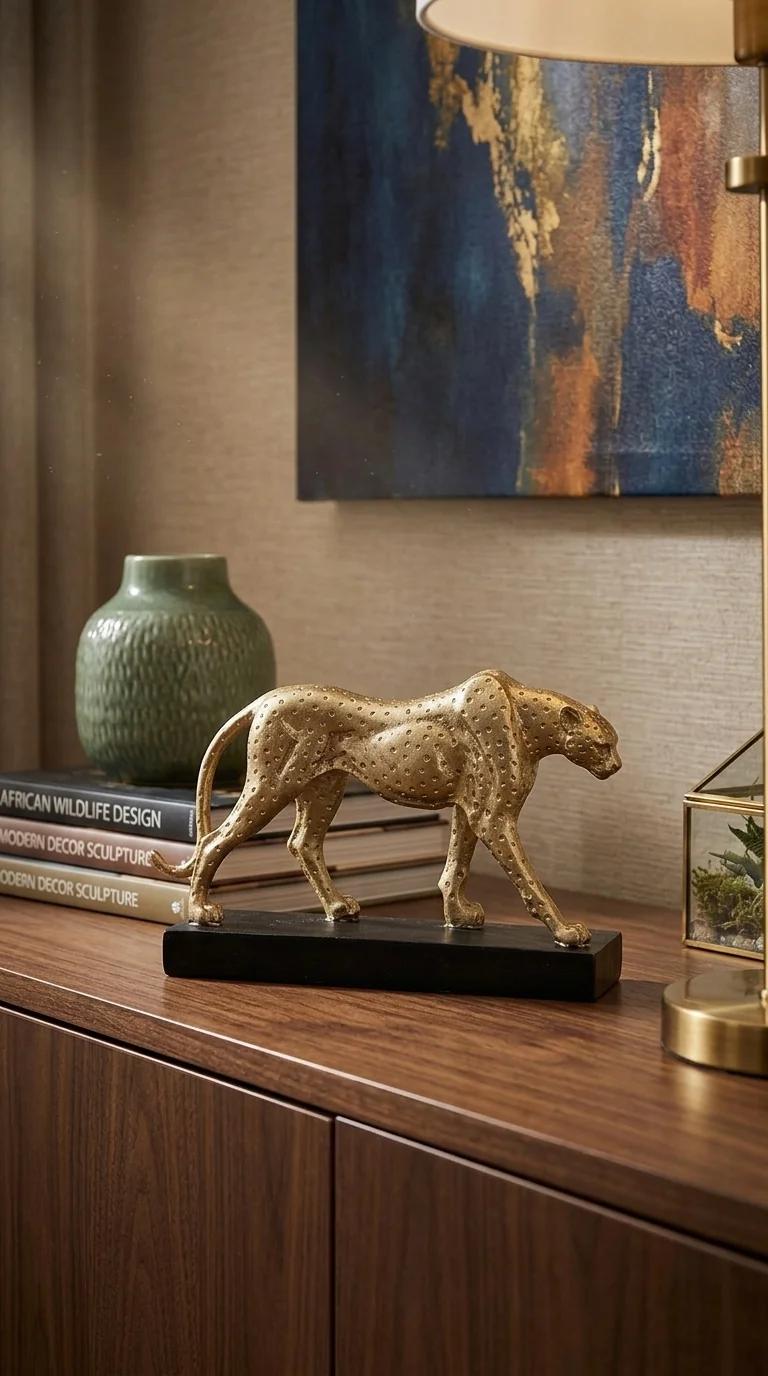 MH Decors Elegant Retro Leopard Showpiece for Office Desk and Bedroom Table