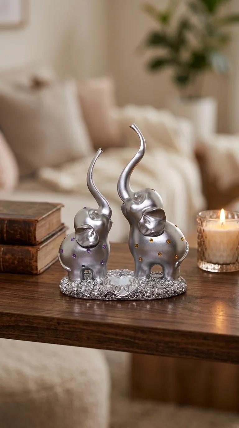 Value Gifts Premium Cute Baby Elephant Figurine for Living Room and Office Decor