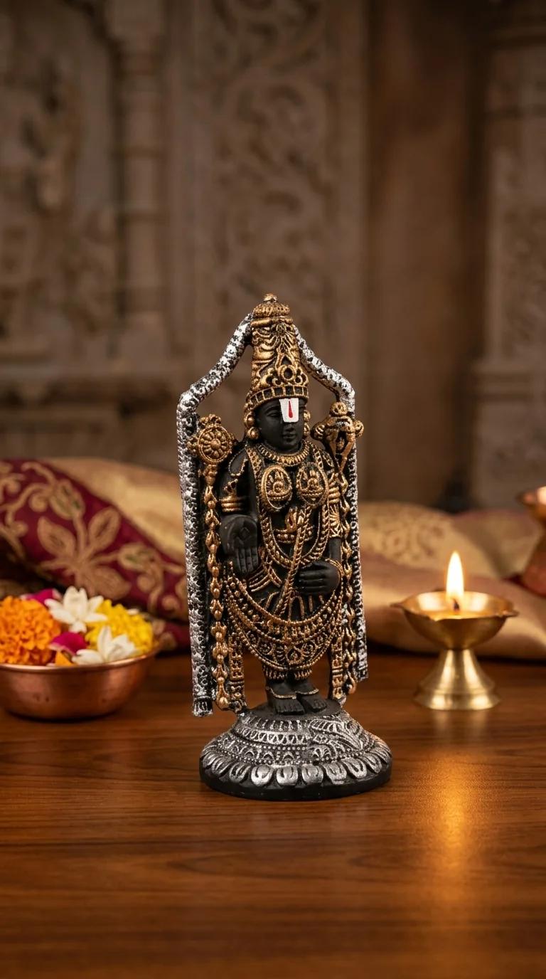 MH Decors Elegant Lord Balaji Figurine for Home, Pooja Room, and Car Decor