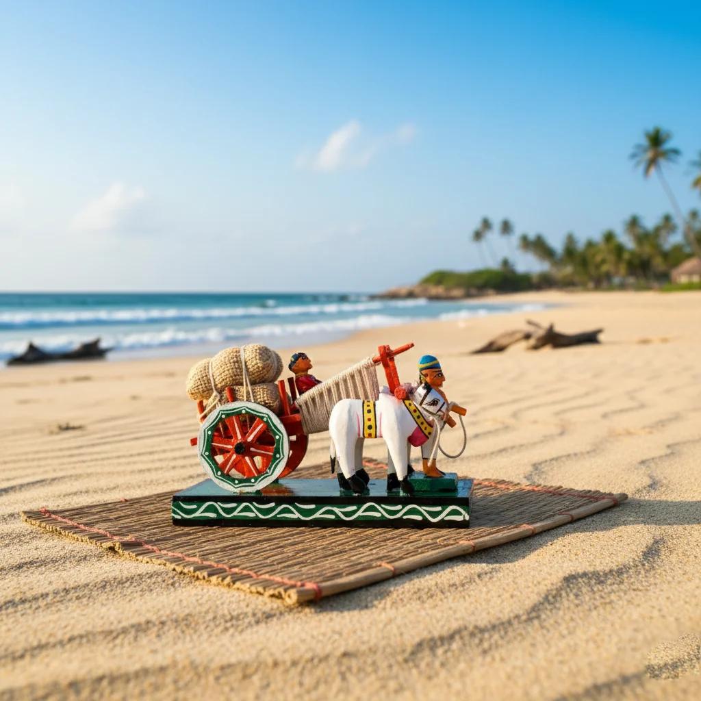 VPH Gift Store Kondapalli Wooden Small Bullock Cart Handcrafted Multi Colour for Home Interior