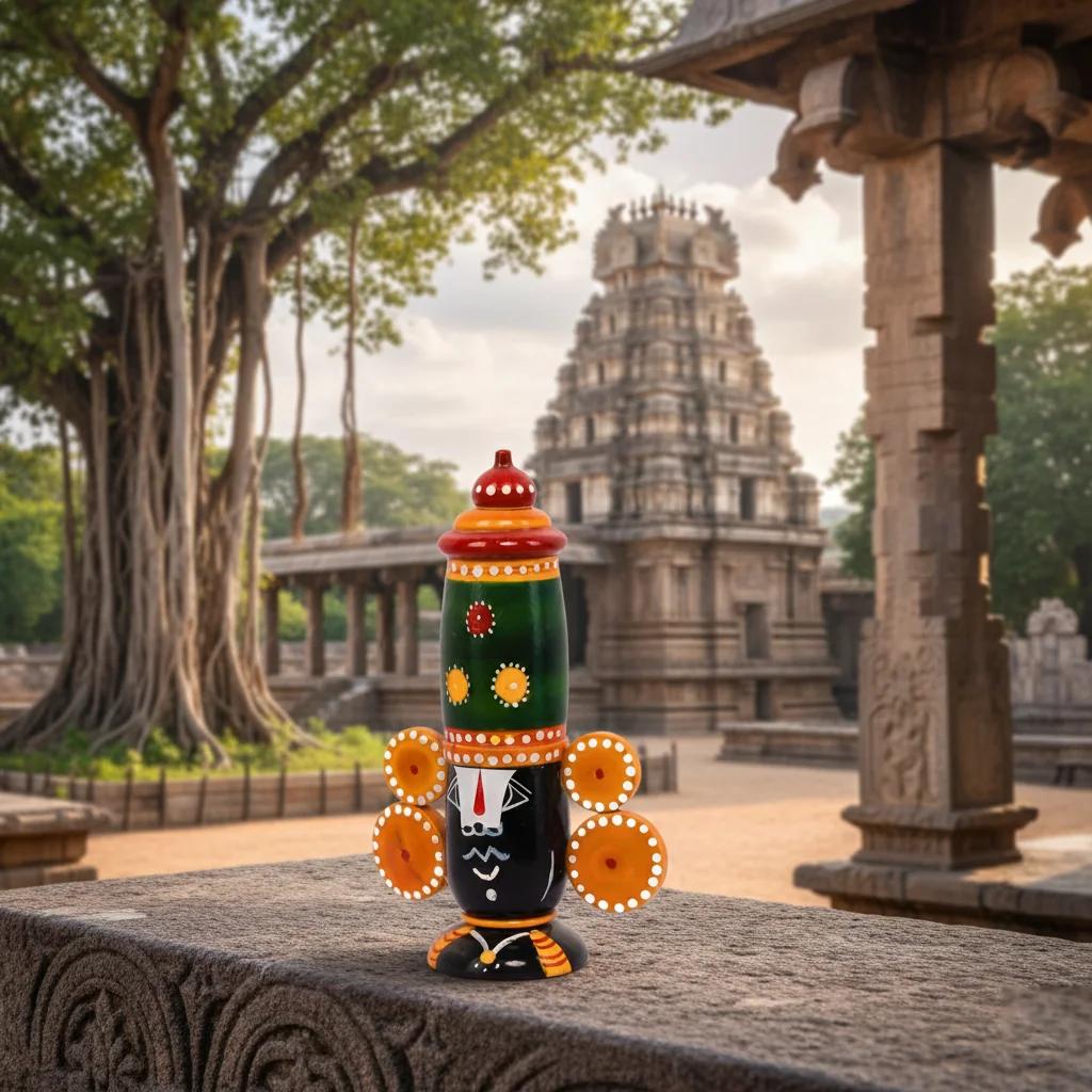 MH Decors Hand Painted Kondapalli Wooden Lord Balaji Figurine for Home Interiors