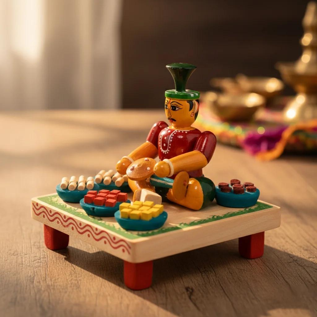 MH Decors Kondapalli Wooden Sweet Selling Man Decorative Figurine Hand Made for Home Decor