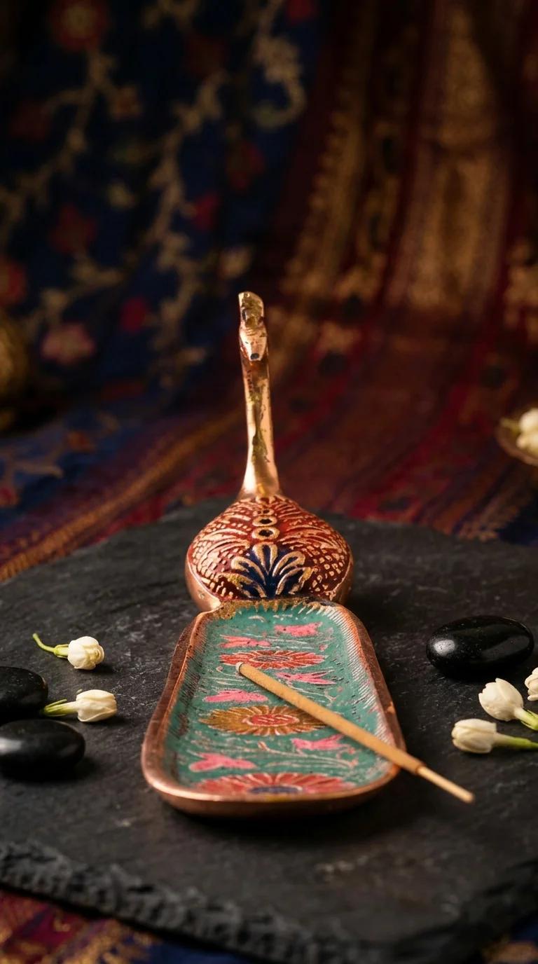 MH Decors Brass Peacock Agarbatti Stand for Home Pooja Room Decoration