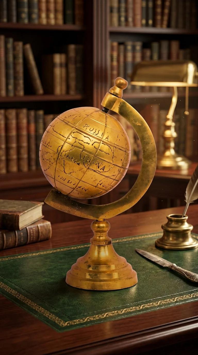 MH Decors Brass World Globe Sculpture for Tabletop Home and Office Decoration