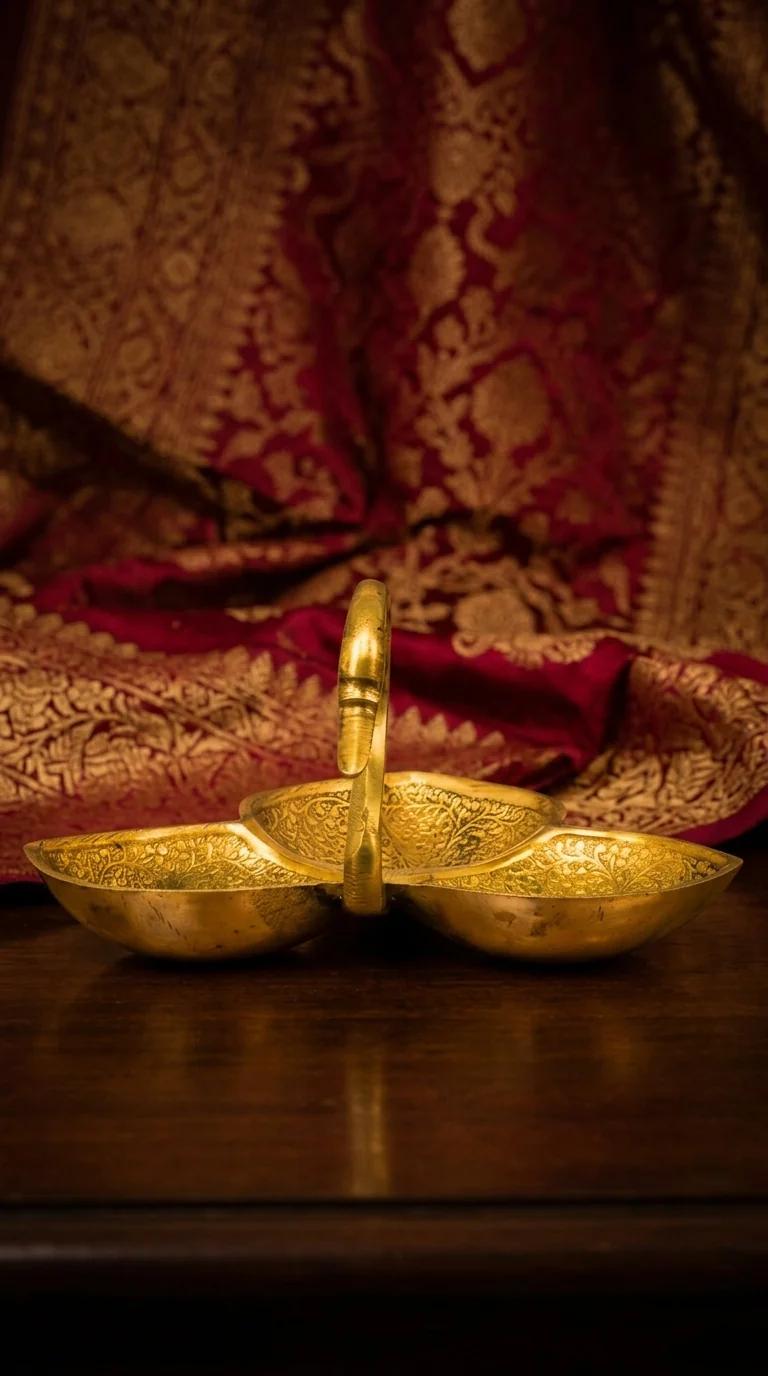 Value Gifts Brass Swan Leaf Serving Bowl for Tabletop and Special Occasion Gift