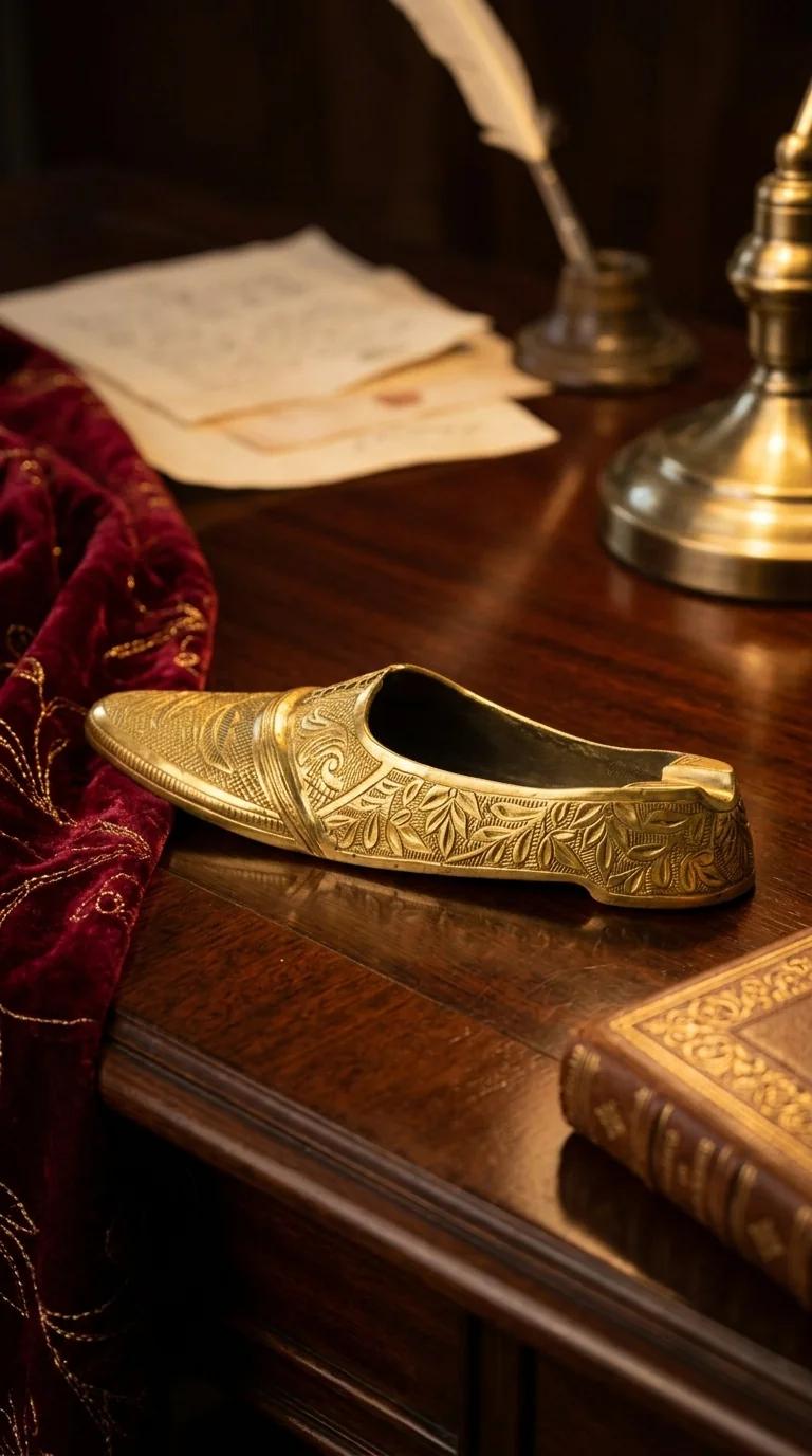 Value Gifts Brass Shoe Ash Tray for Desk, Table, and Home Decor