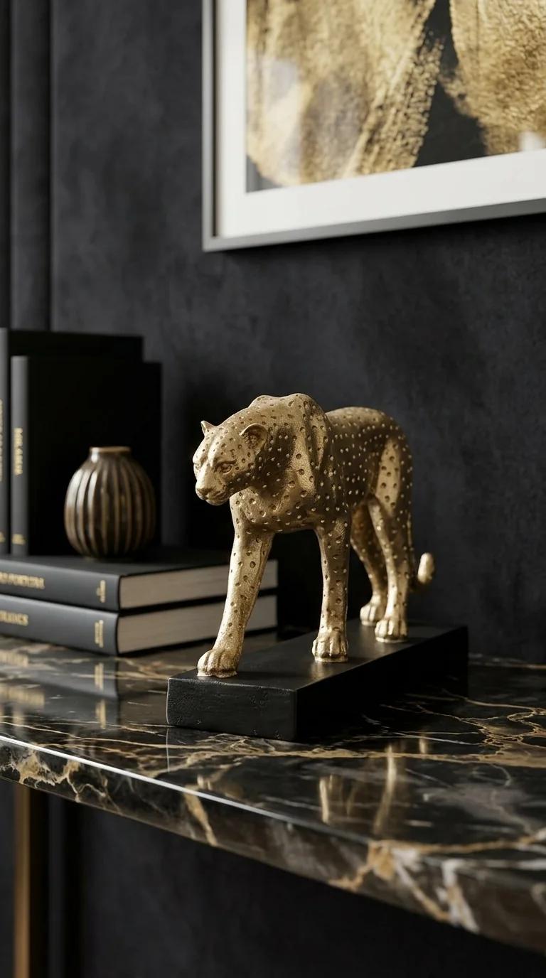 MH Decors Elegant Retro Leopard Showpiece for Office Desk and Bedroom Table