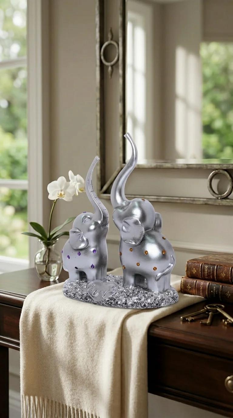 Value Gifts Premium Cute Baby Elephant Figurine for Living Room and Office Decor