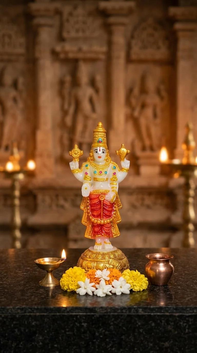 MH Decors Elegant Rediyam Lord Venkateswara Swamy Figurine for Home, Car, and Office Decor