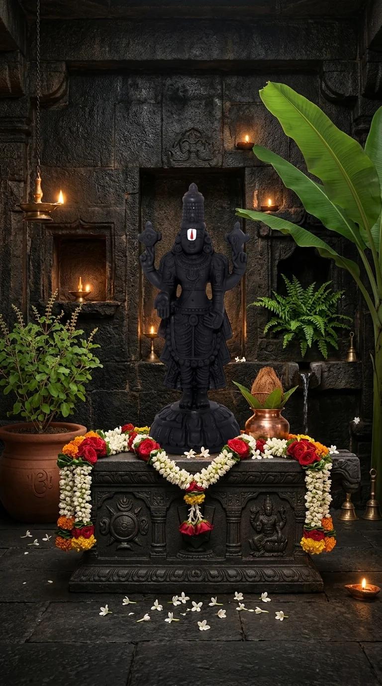 MH Decors Elegant Polyresin Srinivasa Perumal Showpiece for Gift and Home Decor