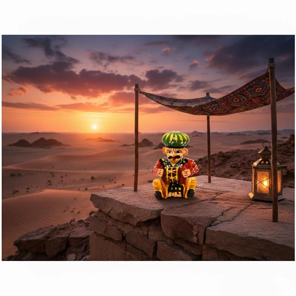 MH Decors Handmade Kondapalli Wooden Musician Bawla Set Decorative Figurines for Living Room