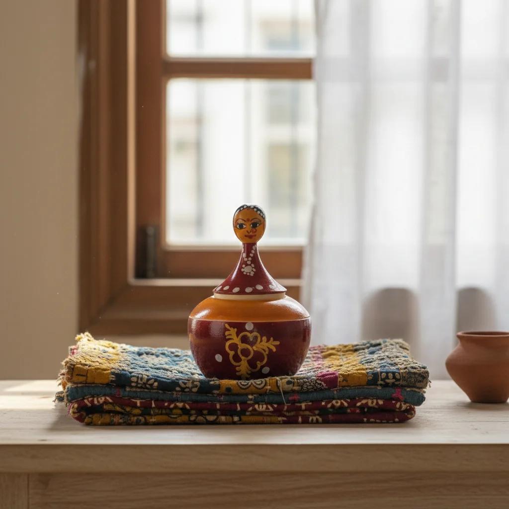 VPH Gift Store Kondapalli Wooden Handcrafted Nesting Doll Showpiece for Home Decor