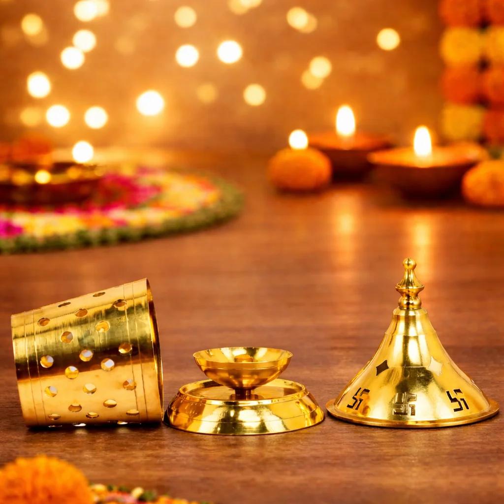 MH Decors Elegant Brass Traditional Akhand Diya for Home Decor and Spiritual Use