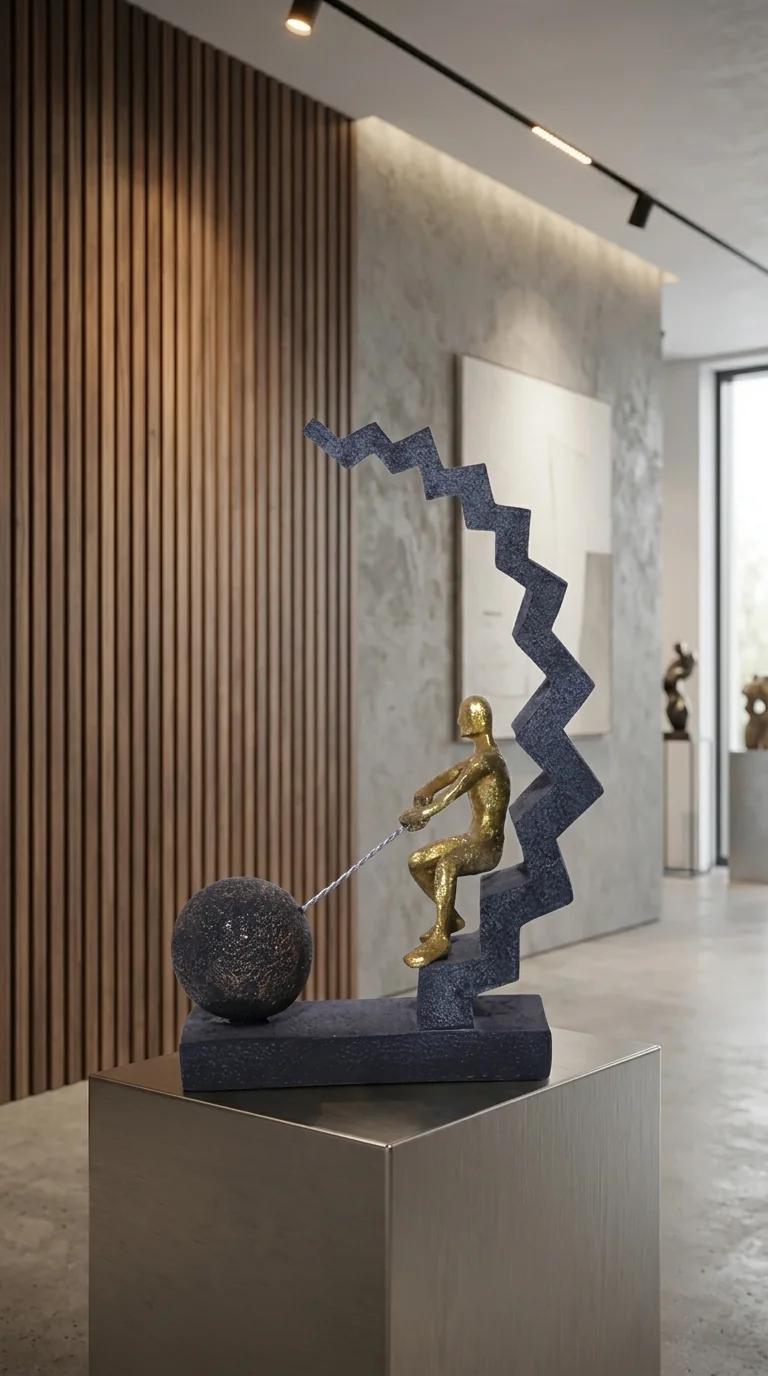 Value Gifts Decorative Antique Rock Pulling Men Sculpture for Home and Office