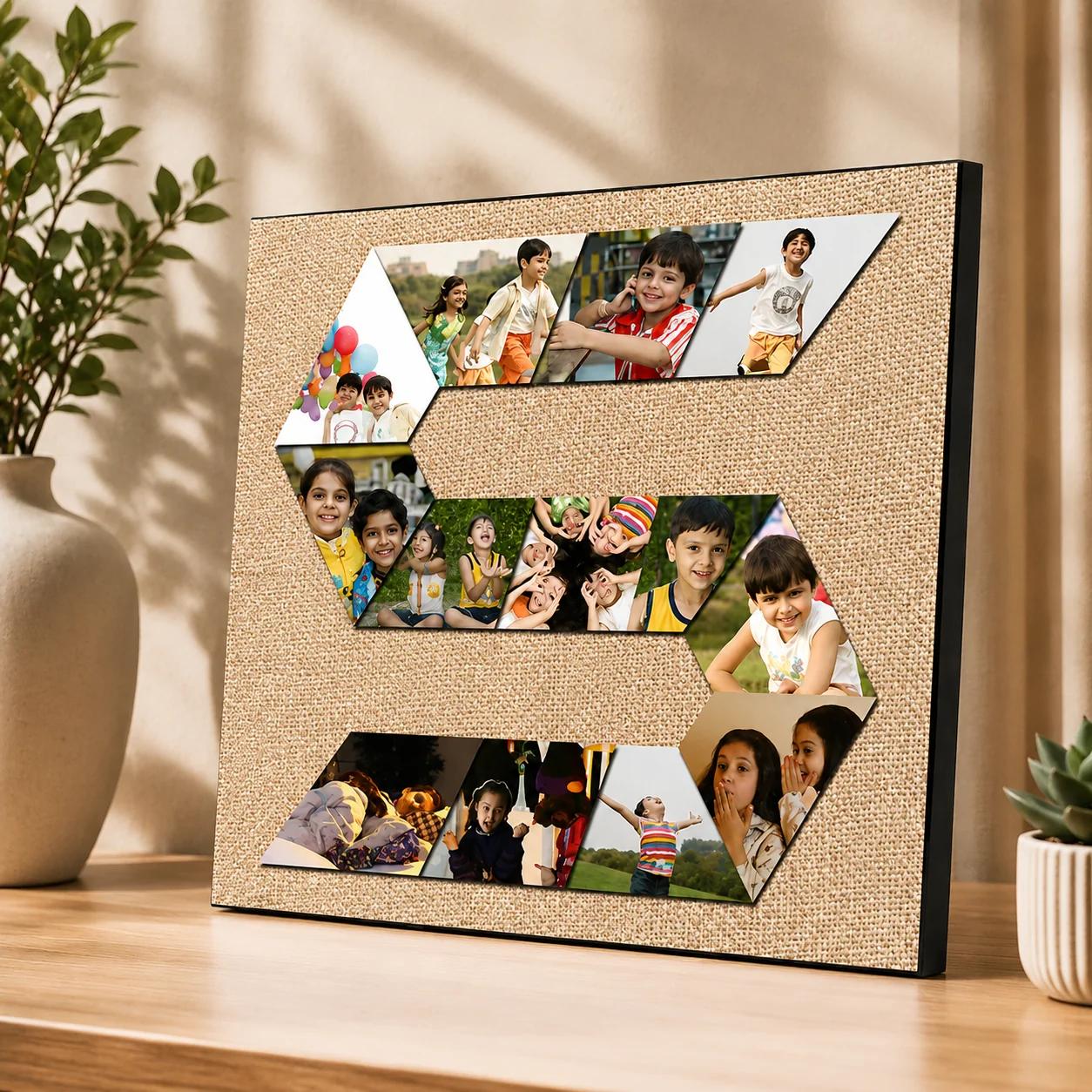 MH Decors Engraved Alphabet Letter Frame Custom Anniversary Photo Gift 12x12 Inches