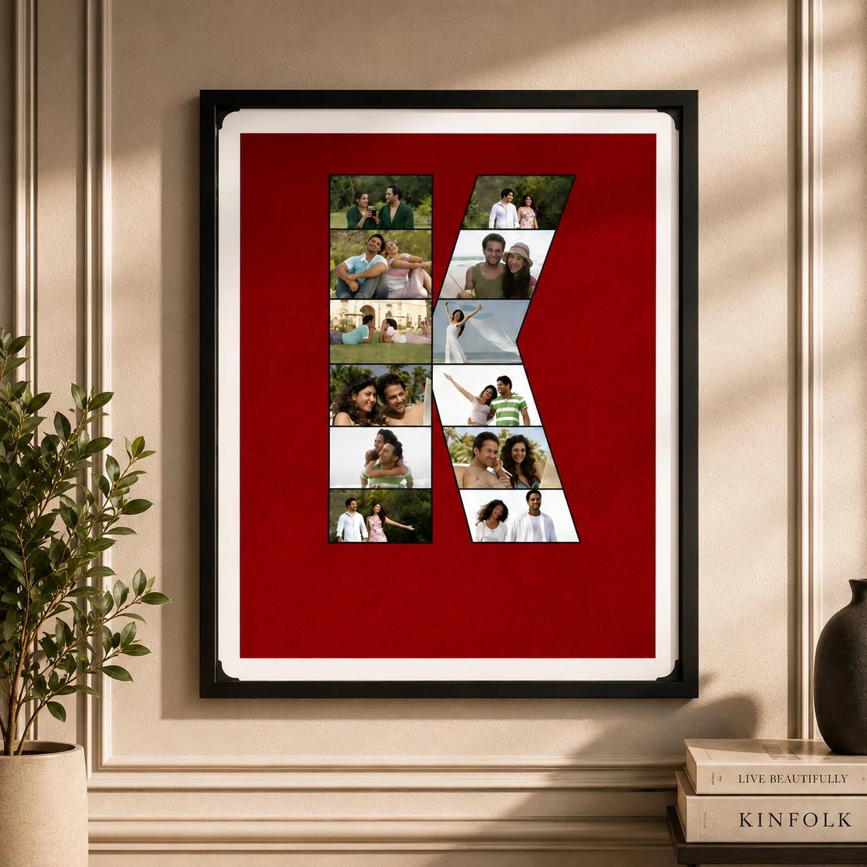 MH Decors Elegant Alphabet Letter Frame Custom Anniversary Wall Decor 16x16 Inches
