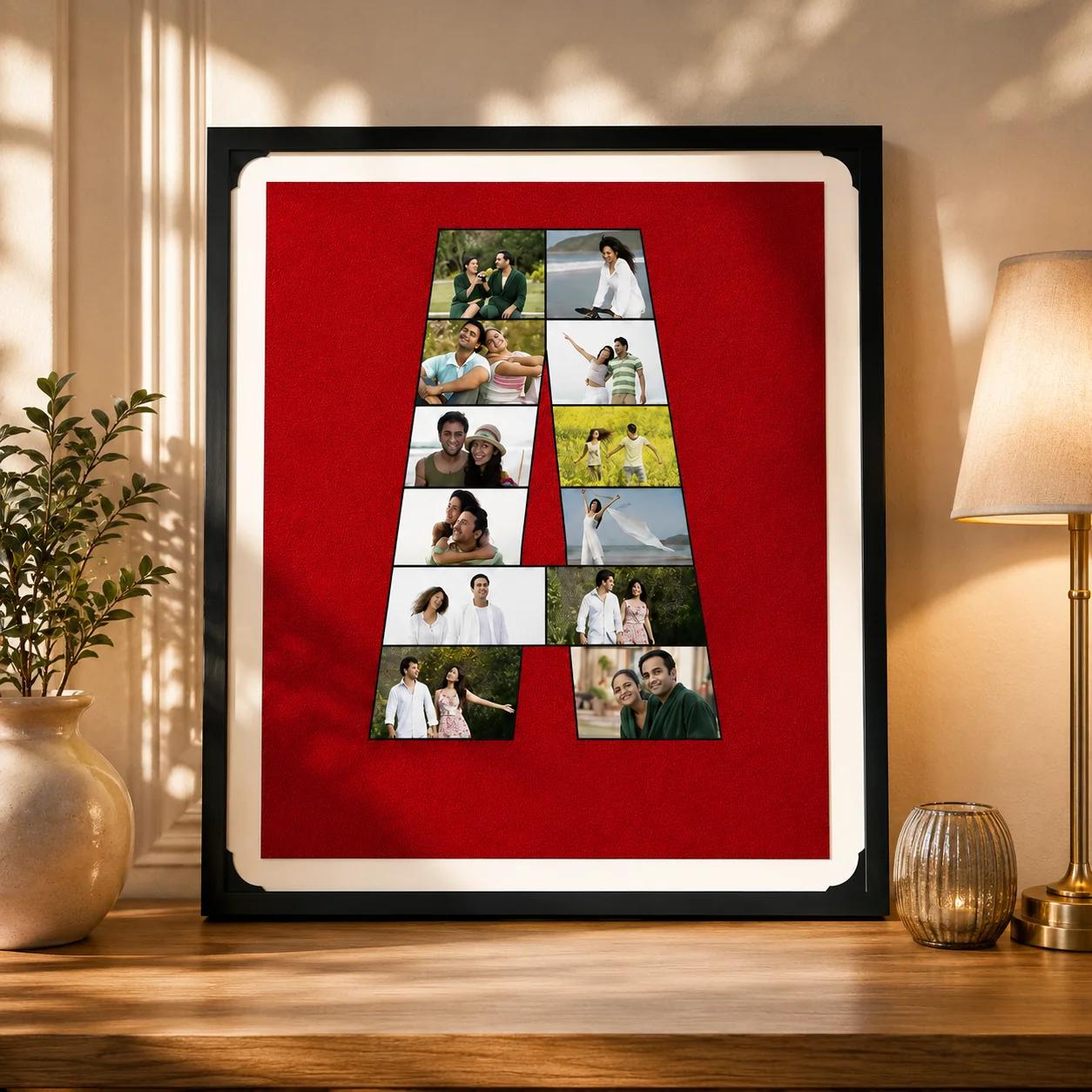 MH Decors Elegant Alphabet Letter Frame Custom Anniversary Wall Decor 16x16 Inches