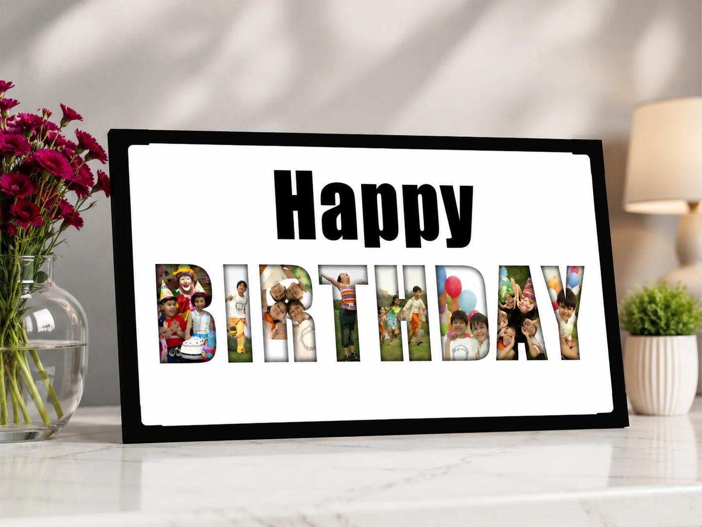 MH Decors Engraved Birthday Wall Frame Custom Wooden Gift 6x12 Inches