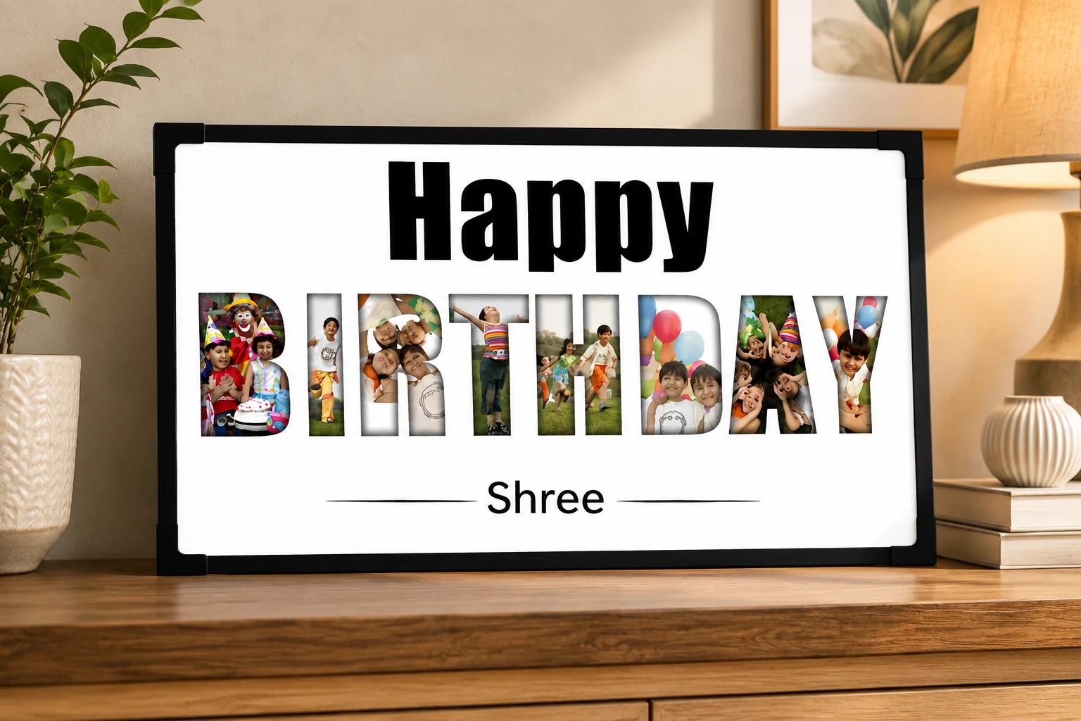 MH Decors Engraved Birthday Wall Frame Custom Wooden Gift 6x12 Inches