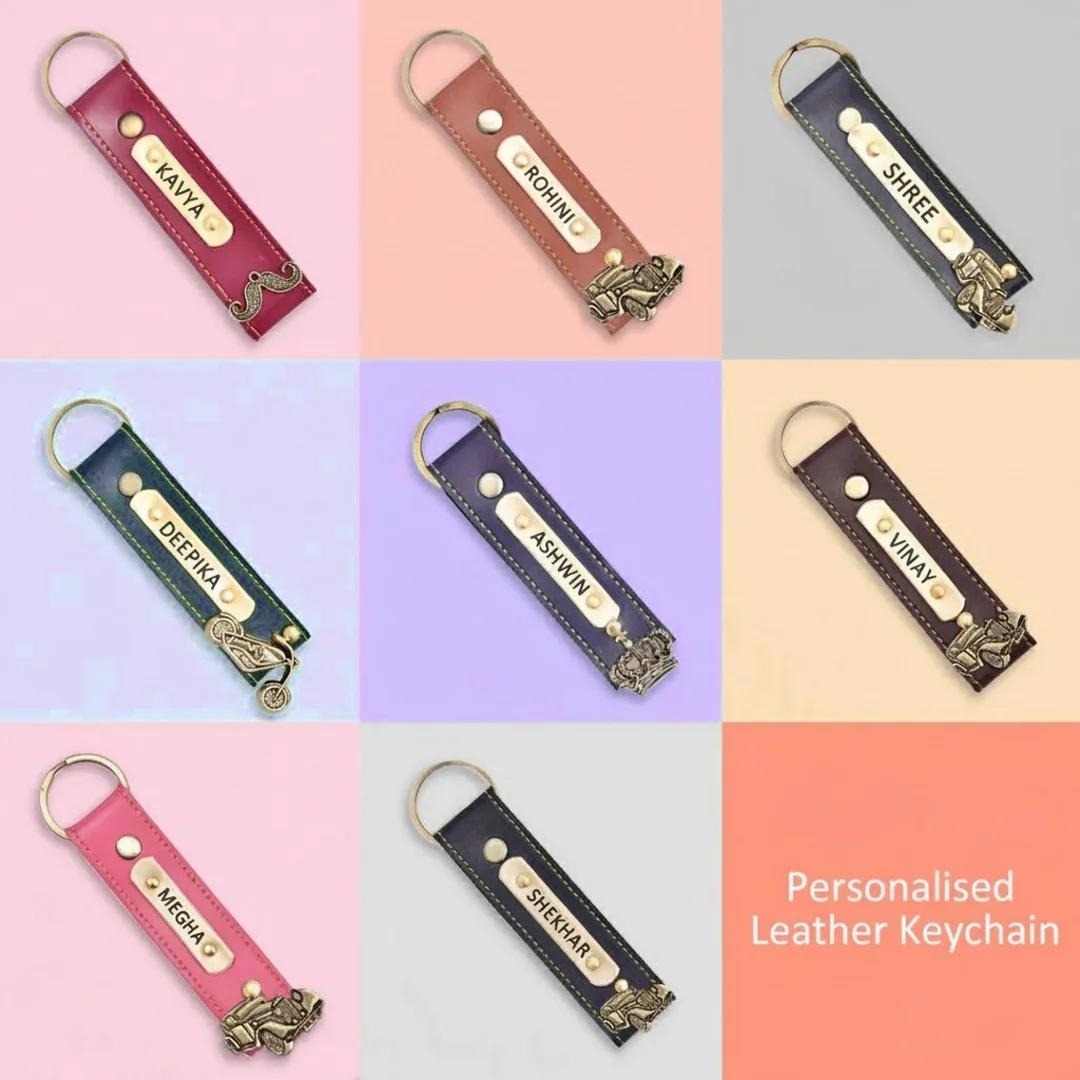 Zpics Personalised Leather Keychain-Black