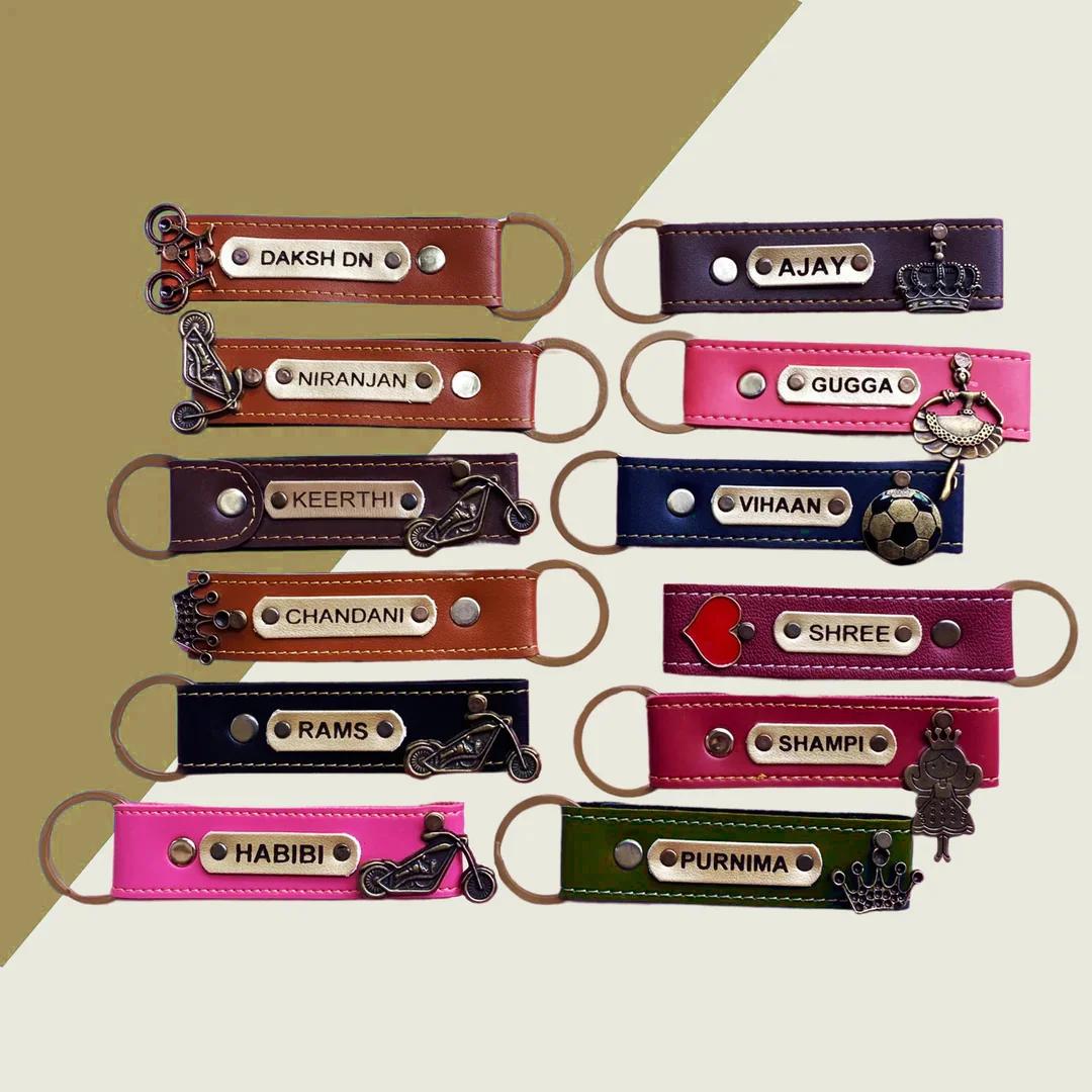 MH Decors Personalised Leather Keychain Brown Customizable and Elegant