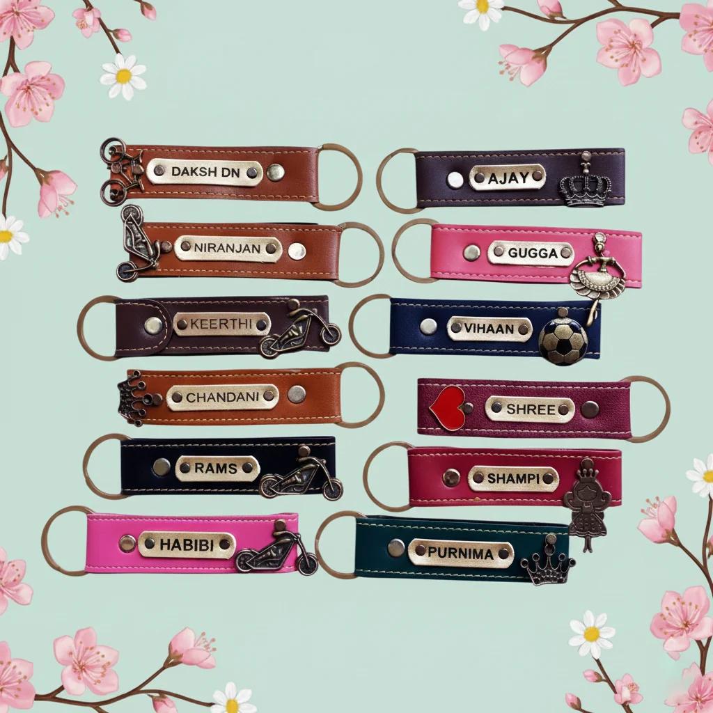 Zpics Personalised Leather Keychain (Olive)