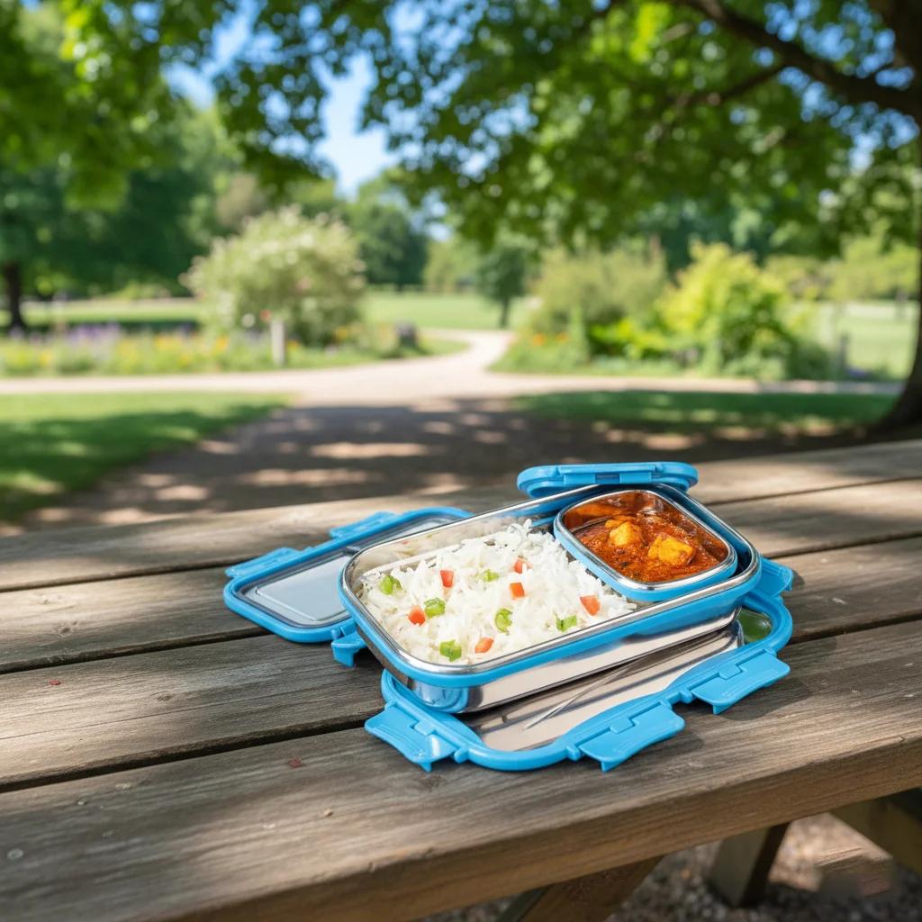 Zpics Personalised Name Stainless Steel Lunch Box (Pink)