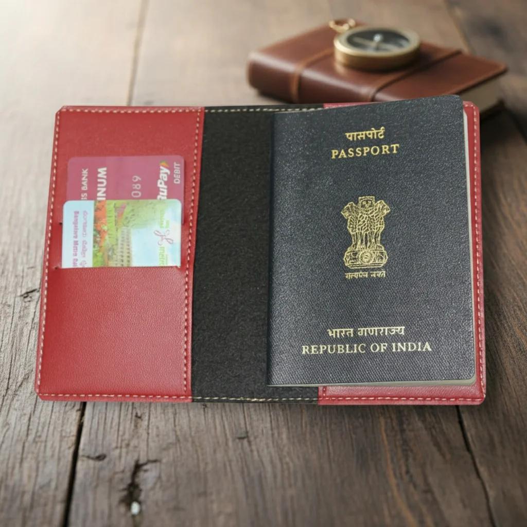 Personalized Passport Holder with Name Tag and Triple Metal Charms