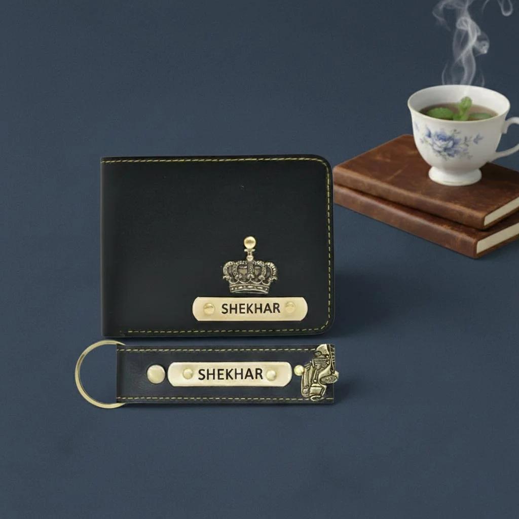 MH Decors Men’s Wallet with Name Engraving and Charm – Personalized Gift