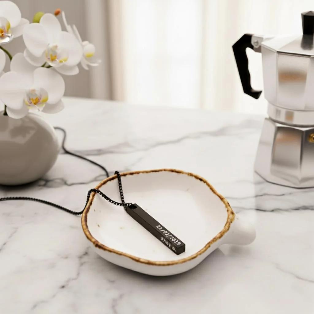 MH Decors 3D Bar Pendant Necklace Personalized for Him or Her