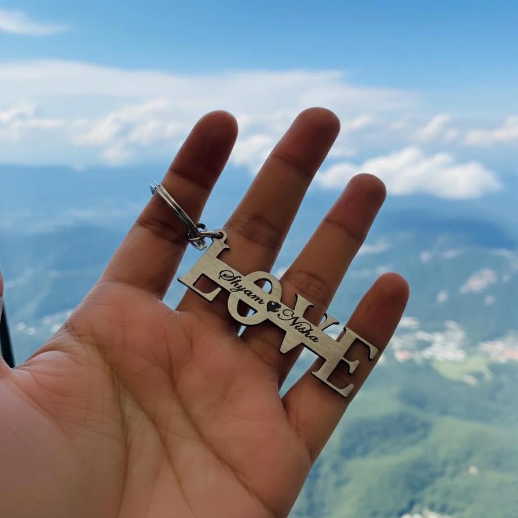 MH Decors Valentine’s Day Love Keychain – Custom Name Engraving