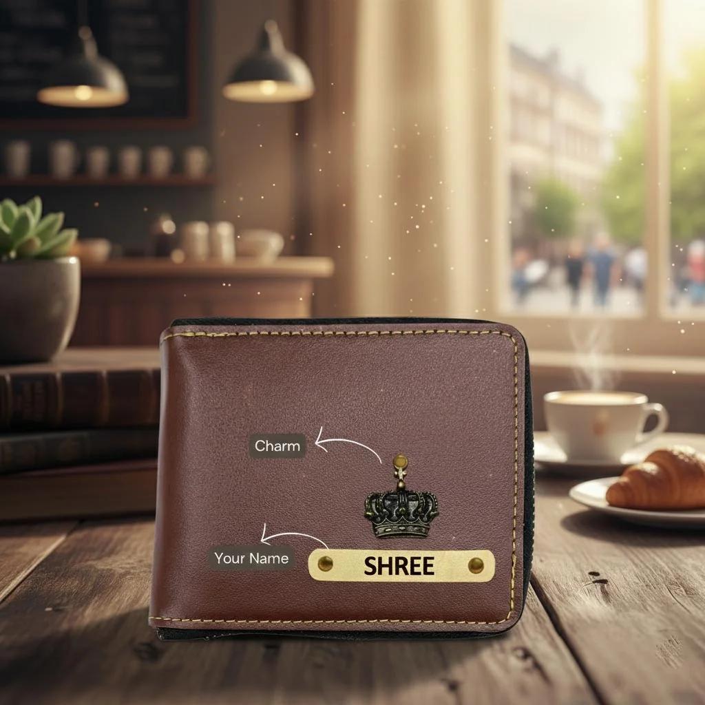 MH Decors Men’s Zipper Wallet – Personalized Vegan Leather Gift