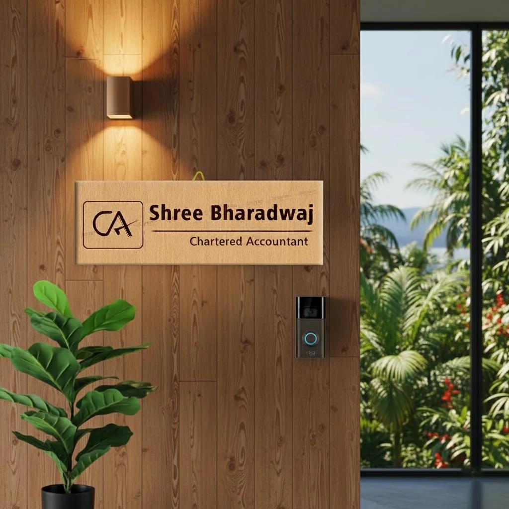 MH Decors Personalized Wooden Desk Name Plate for CAs