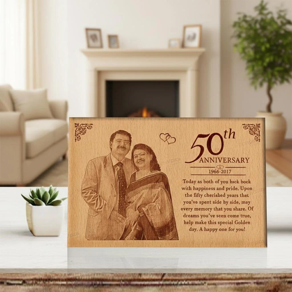 MH Decors Personalized Golden Jubilee 50th Anniversary Gift for Couples
