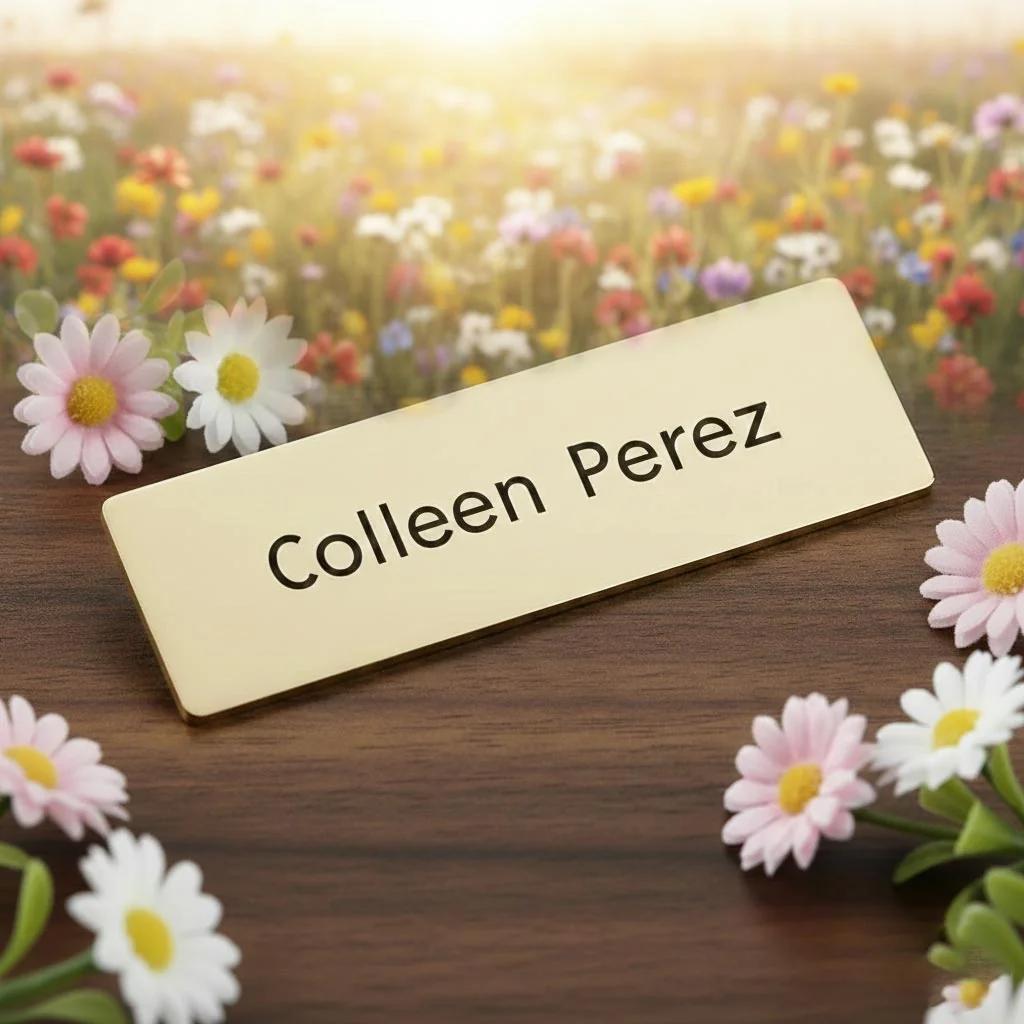 MH Decors Custom Engraved Name Brooch – Elegant Silver & Gold Design