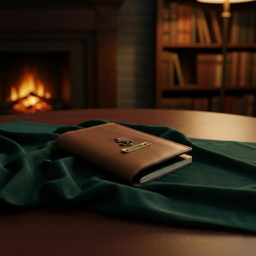 MH Decors Stylish Tan Passport Cover – Custom Engraved with Charm