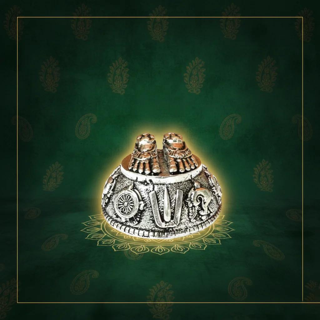 VPH Gift Store Decorative German Silver Govindha Padalu Set for Spiritual Gifting