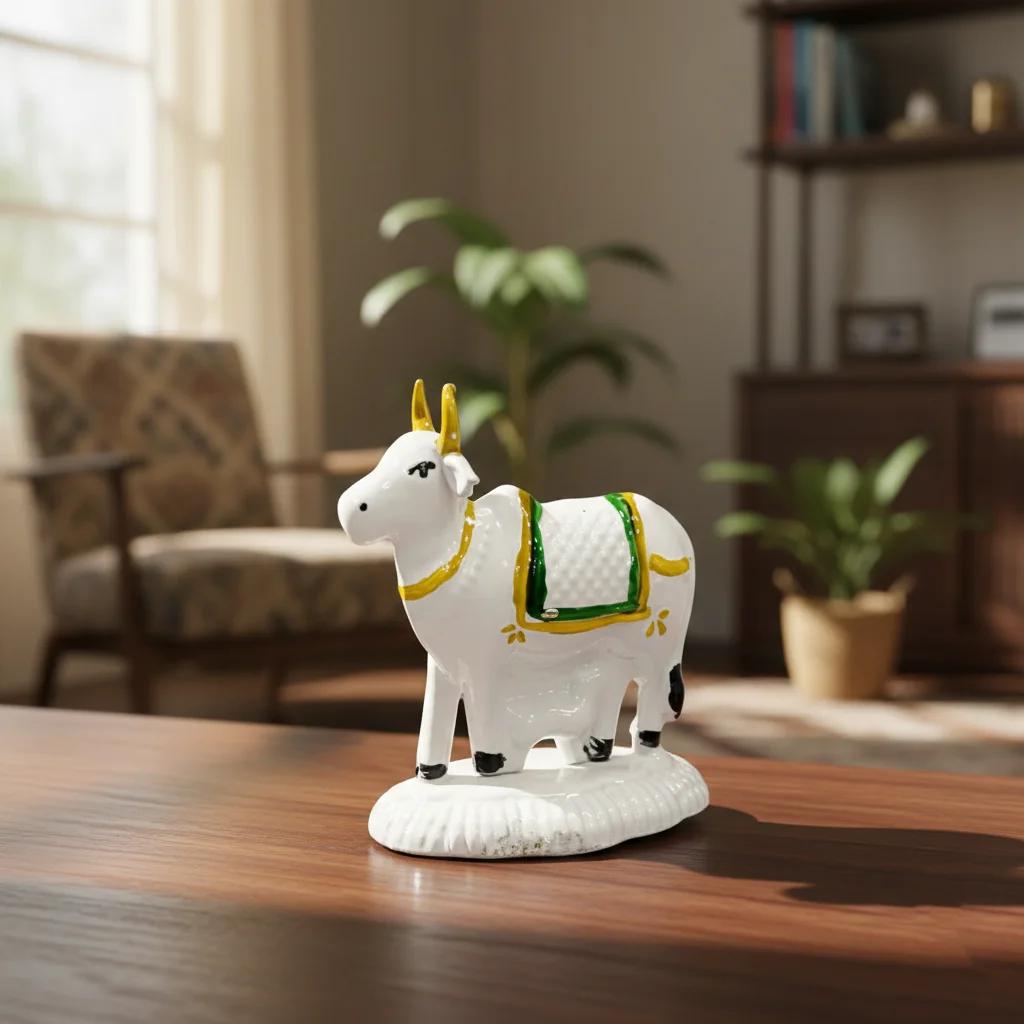 VPH Gift Store Decorative German Silver Cow with Calf Figurine Set for Pooja