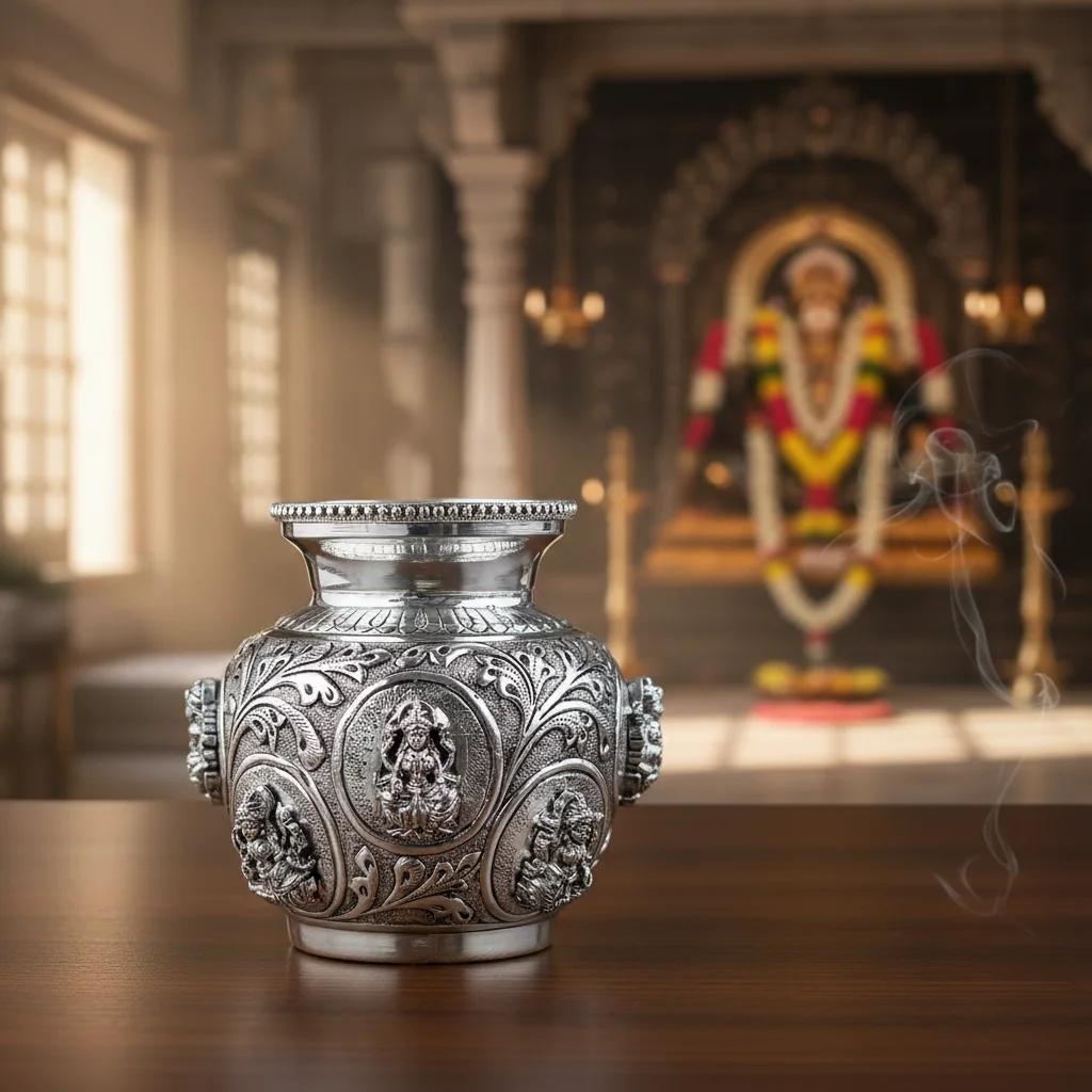 VPH Gift Store Antique Finish 5 Inch German Silver Kalisam Home Decoration