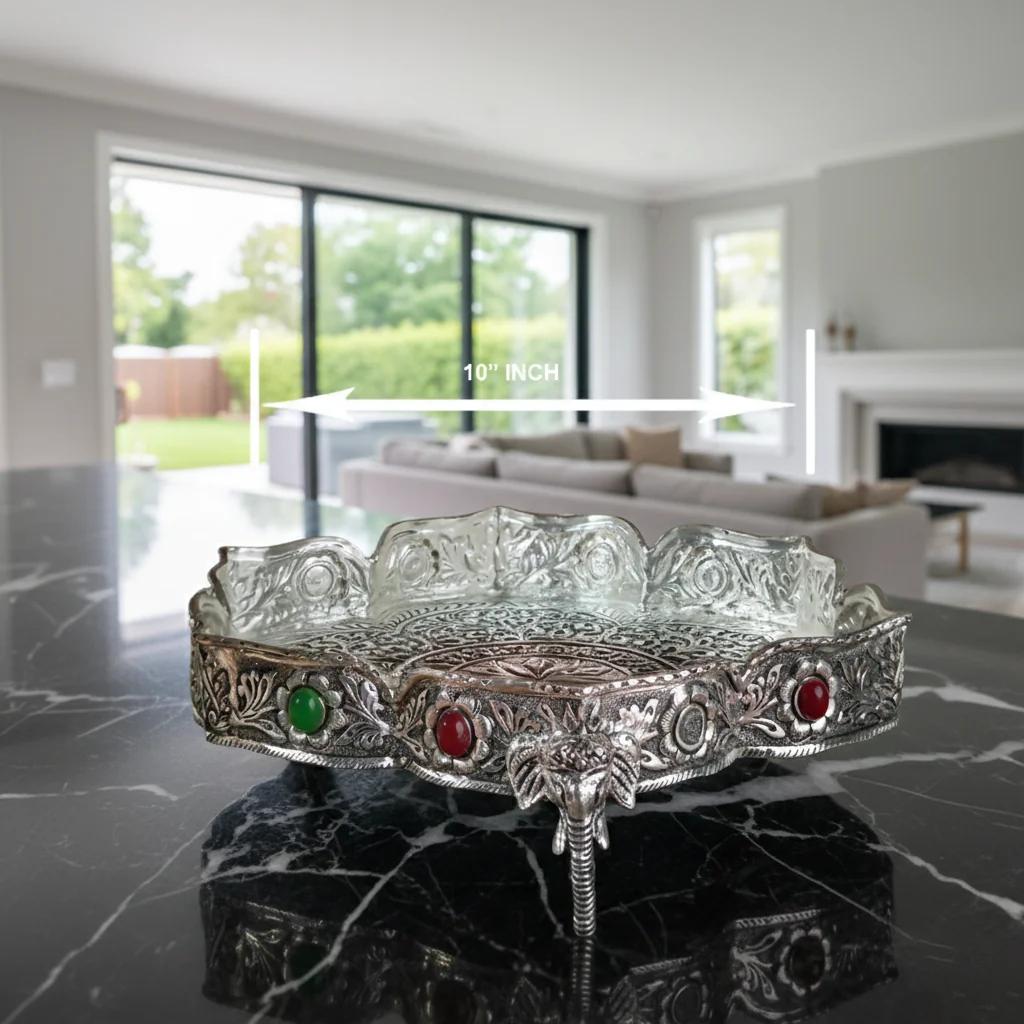 VPH Gift Store German Silver 10 Inch Star Plate Antique Decorative Piece