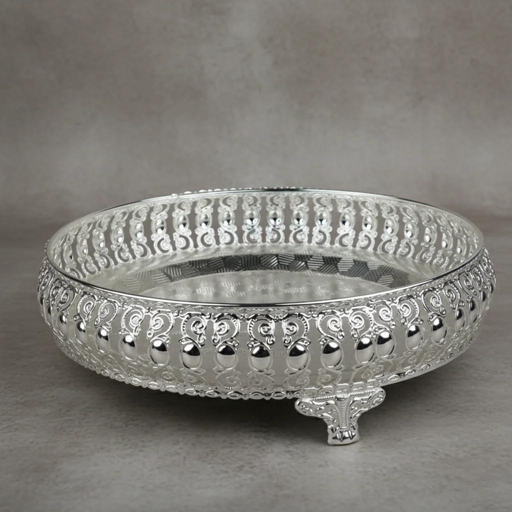 VPH Gift Store Premium German Silver 10 Inch GT Tray for Home and Pooja